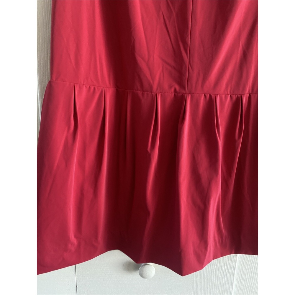 Diane von Furstenberg Drop Waist Shift Dress Womens Size 12 Red Pleated Designer - Picture 3 of 8